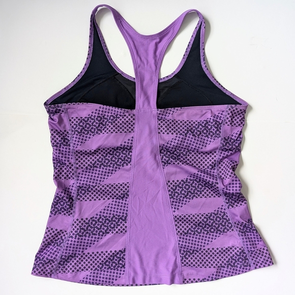Nike Women's Dri-FIT Purple Patterned Training Tank Top + Integrated Bra XL - Picture 4 of 10